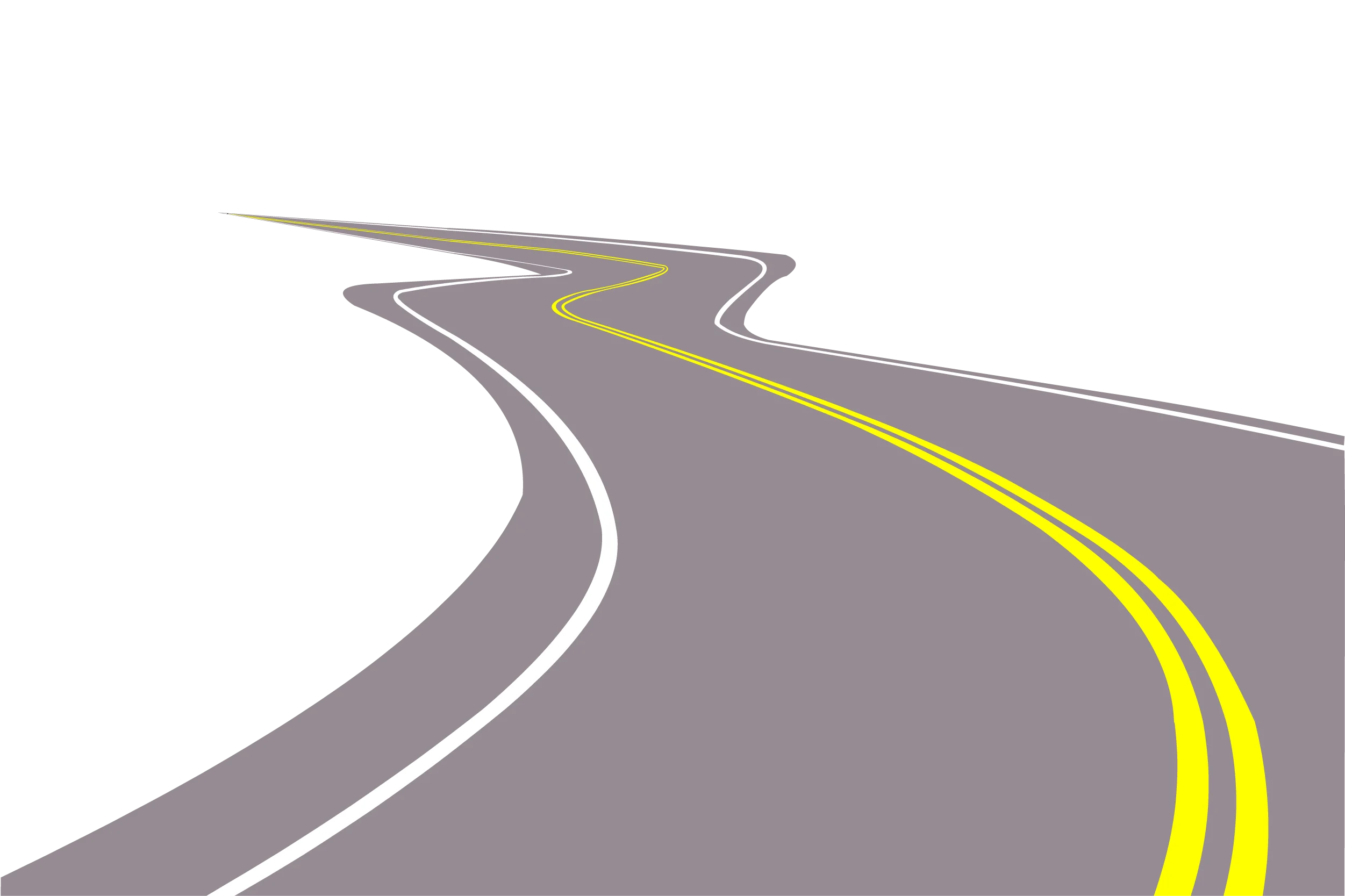 Sleek Winding Highway Clipart Illustration with Smooth Curves and Directional Lines