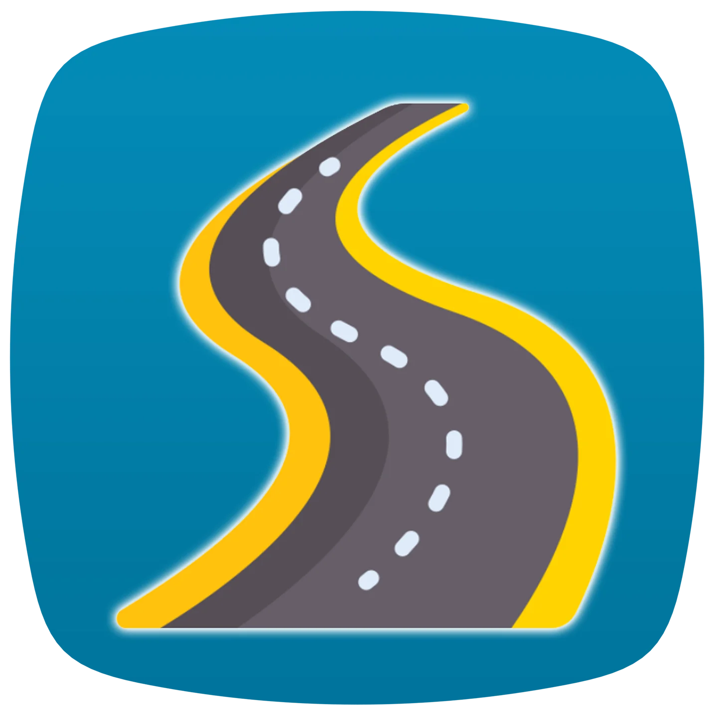 Stylized Winding Highway Clipart with Smooth Yellow Road Border