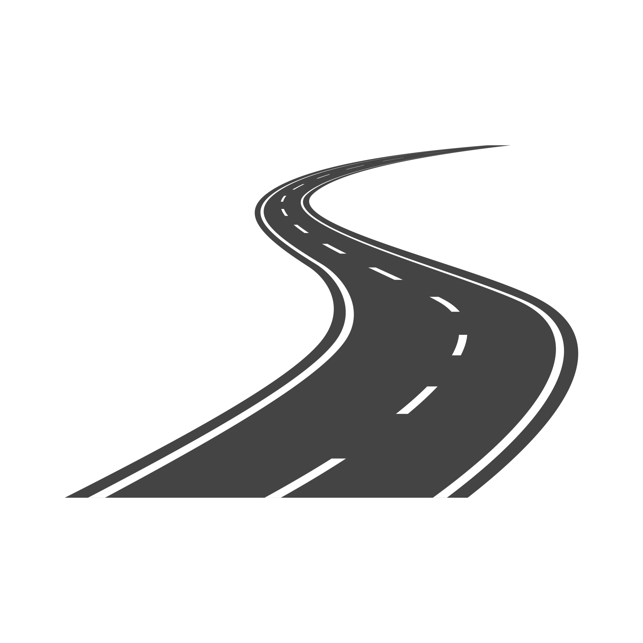 Winding Asphalt Highway Road Perspective Clipart - Journey of Curves