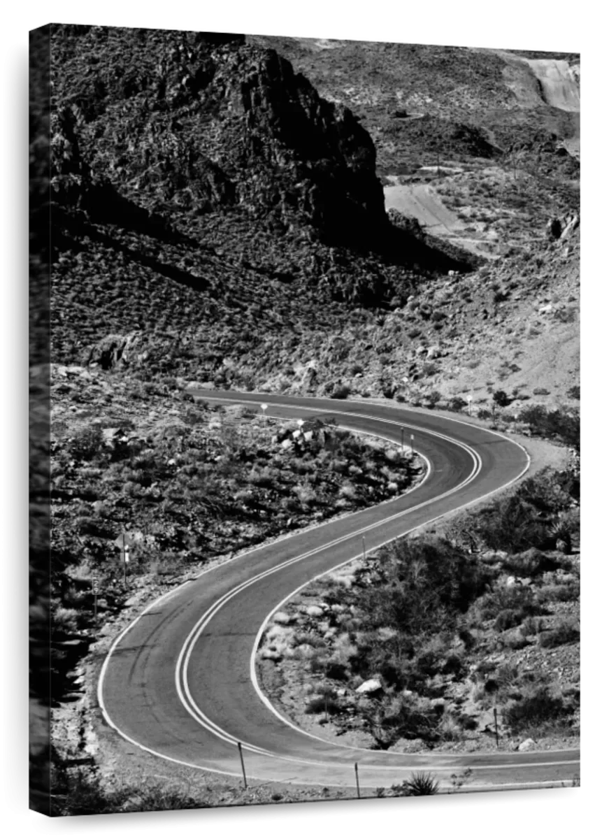 Winding Desert Highway Clipart: A Serpentine Road Through Rocky Terrain