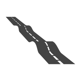 Winding Highway Clipart Illustration with Dashed Centerline Markings