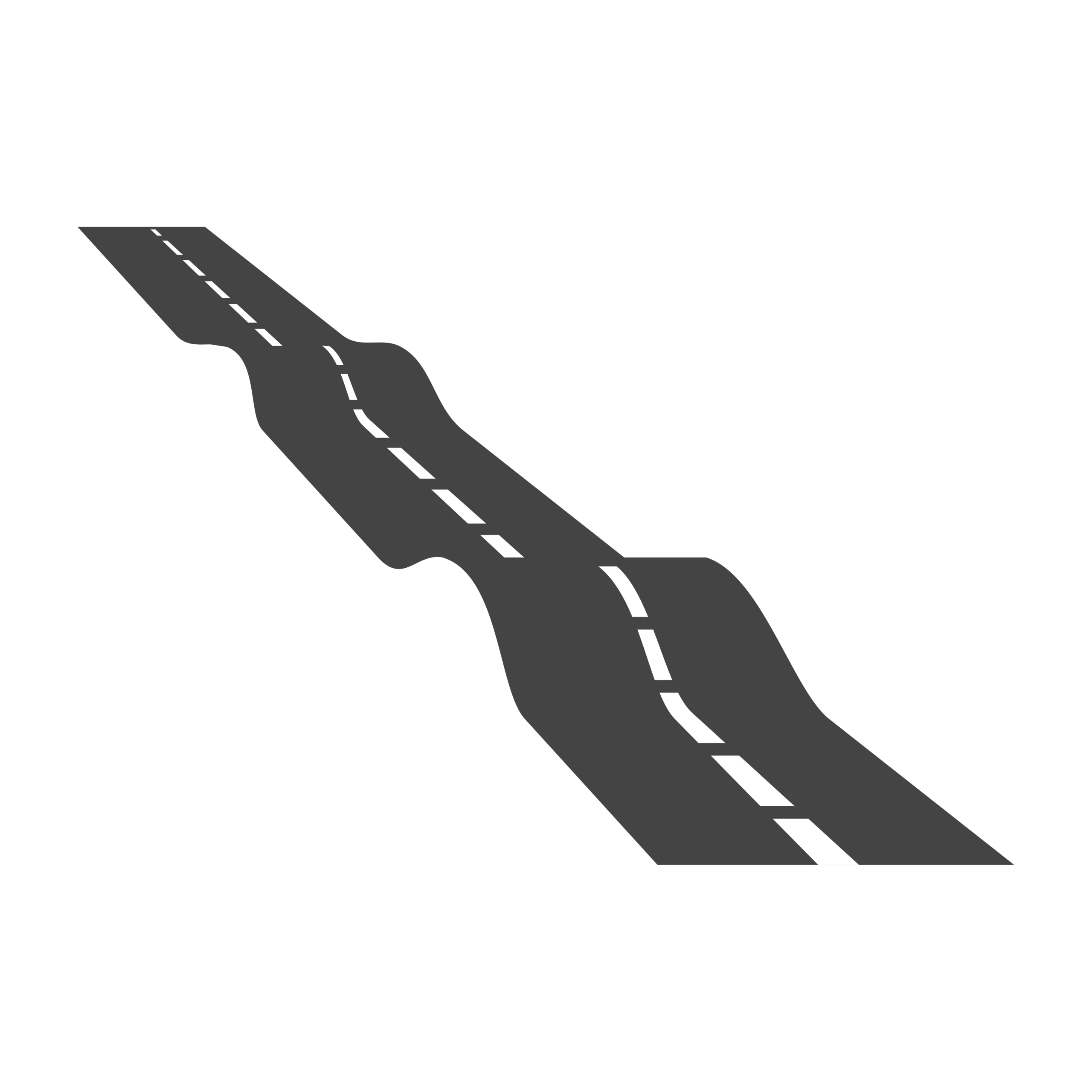 Winding Highway Clipart Illustration with Dashed Centerline Markings