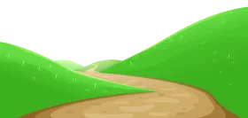 Winding Mountain Road Clipart: Scenic Pathway through Emerald Green Landscape