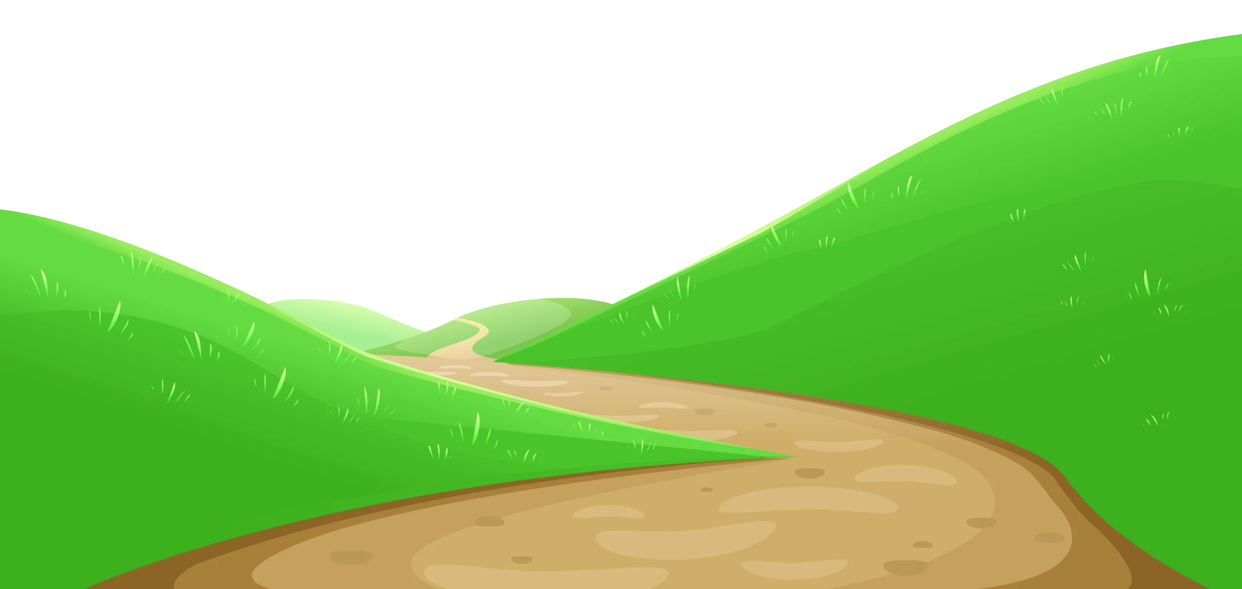 Winding Mountain Road Clipart: Scenic Pathway through Emerald Green Landscape