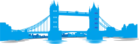 Blue Tower Bridge London Iconic Architectural Landmark Silhouette Clipart Design