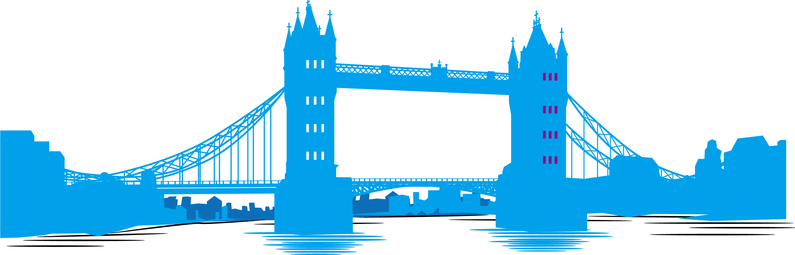Blue Tower Bridge London Iconic Architectural Landmark Silhouette Clipart Design