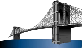 Classic Brooklyn Bridge Architectural Clipart Illustration in Monochrome Design