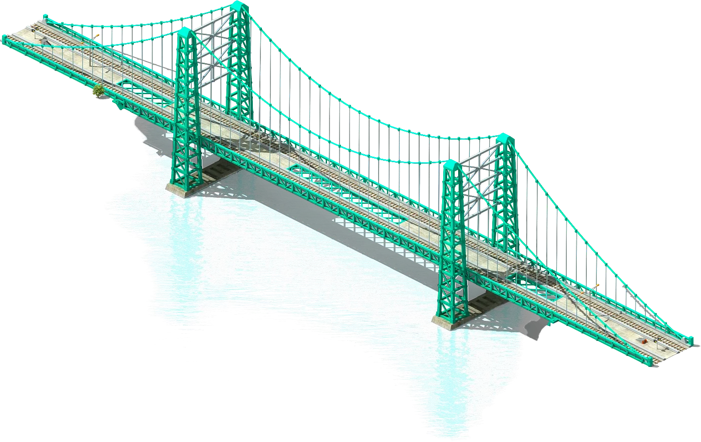 Elegant Green Suspension Bridge Engineering Clipart Architectural Design