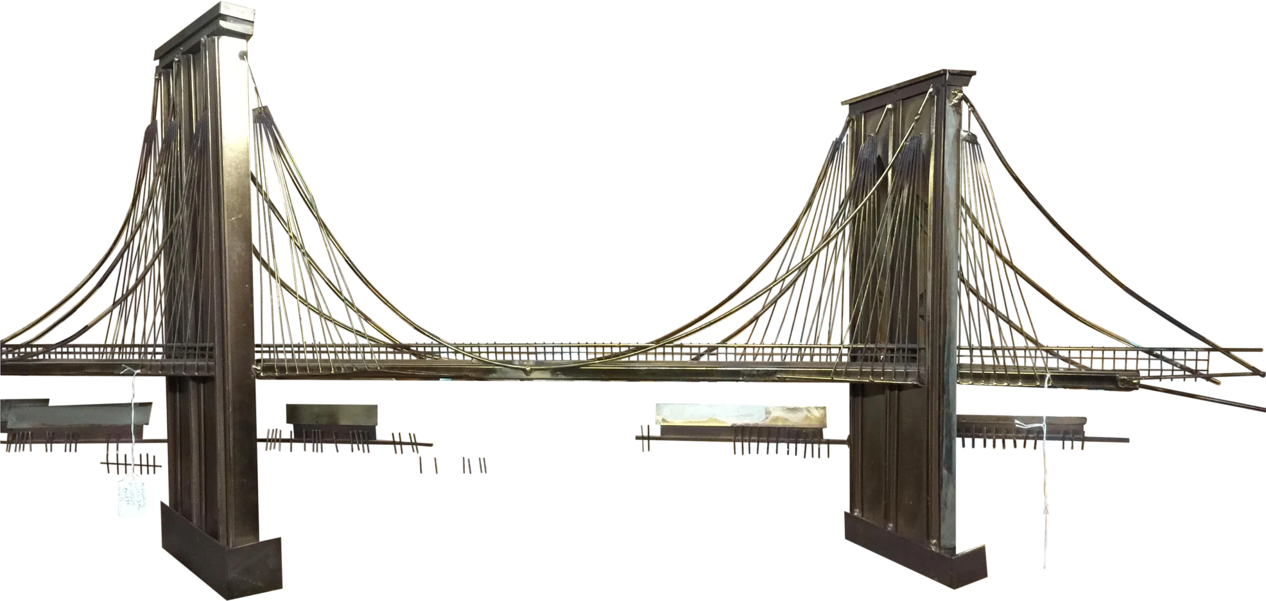 Elegant Suspension Bridge Architectural Clipart Illustration with Detailed Cable Design