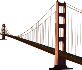 Iconic Golden Gate Bridge Architectural Silhouette Clipart Design