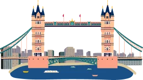 Iconic London Tower Bridge Architectural Illustration Clipart Design