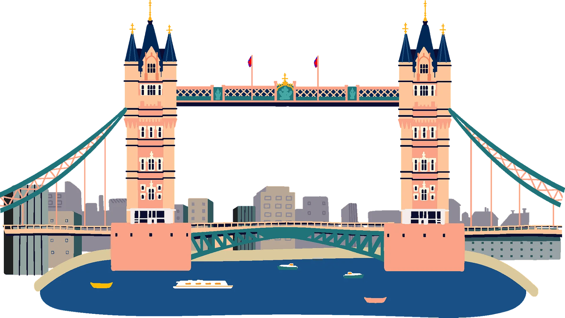 Iconic London Tower Bridge Architectural Illustration Clipart Design