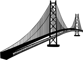 Minimalist Black and White Suspension Bridge Clipart Design with Sleek Lines