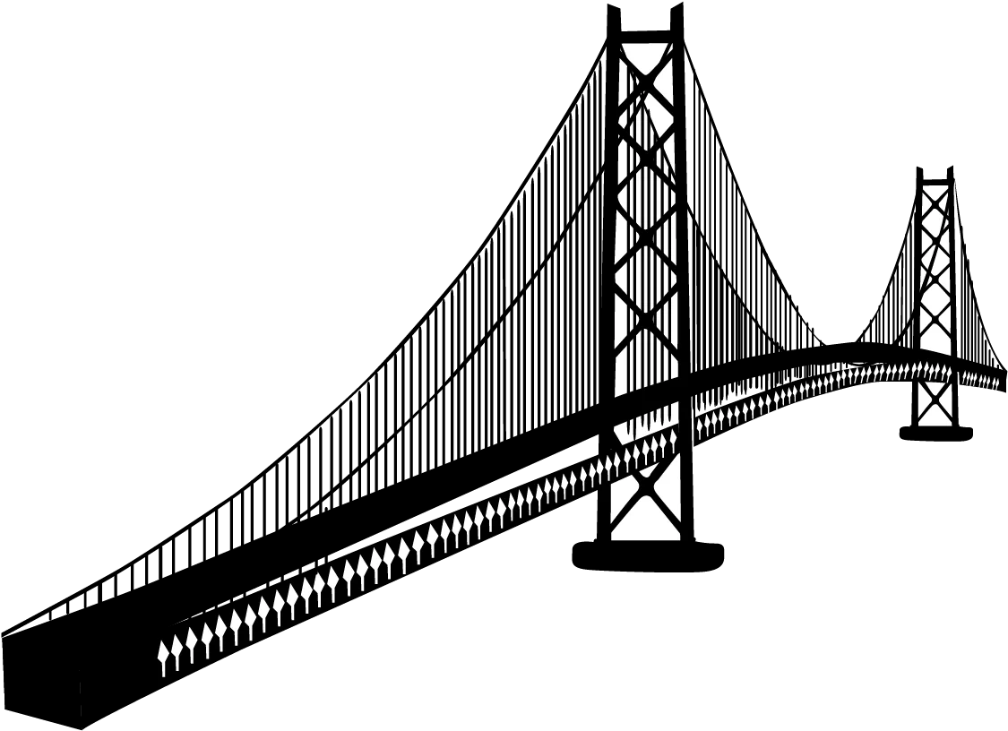 Minimalist Black and White Suspension Bridge Clipart Design with Sleek Lines
