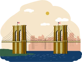 Minimalist Brooklyn Bridge Scenic Illustration Clipart Design