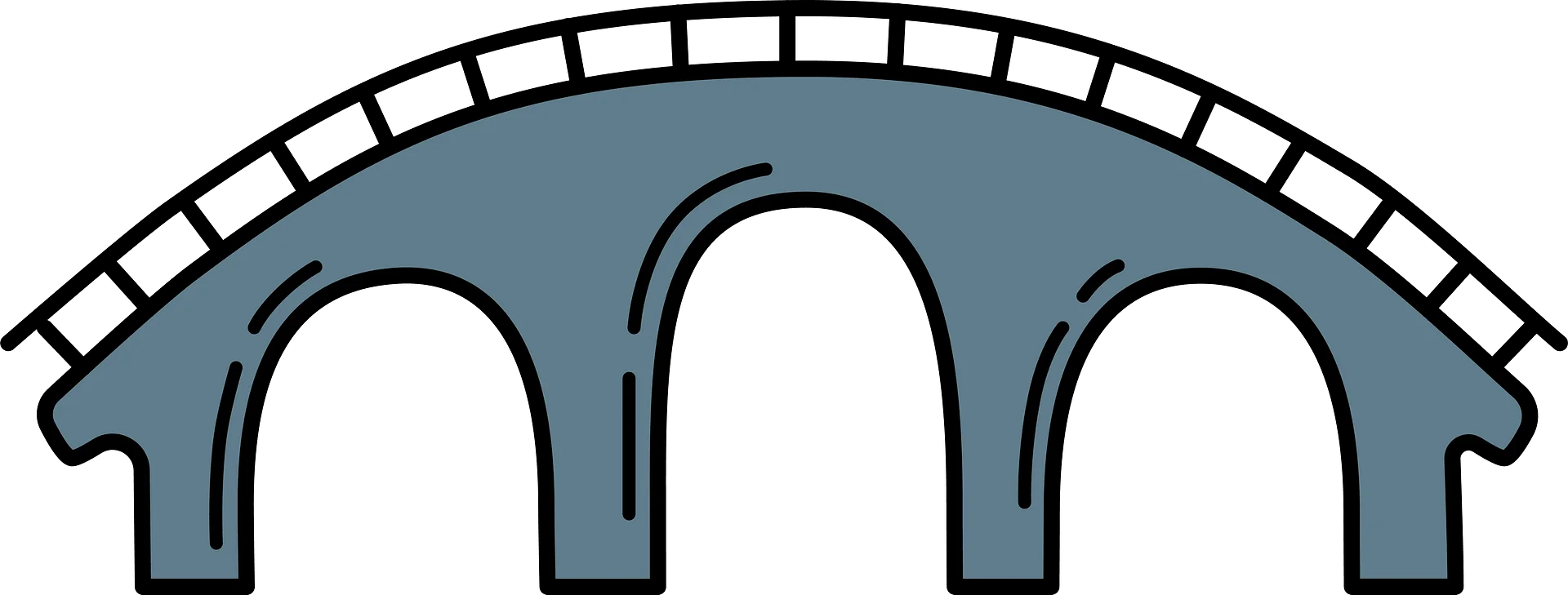 Minimalist Stone Arch Bridge Clipart with Elegant Curved Architecture Design