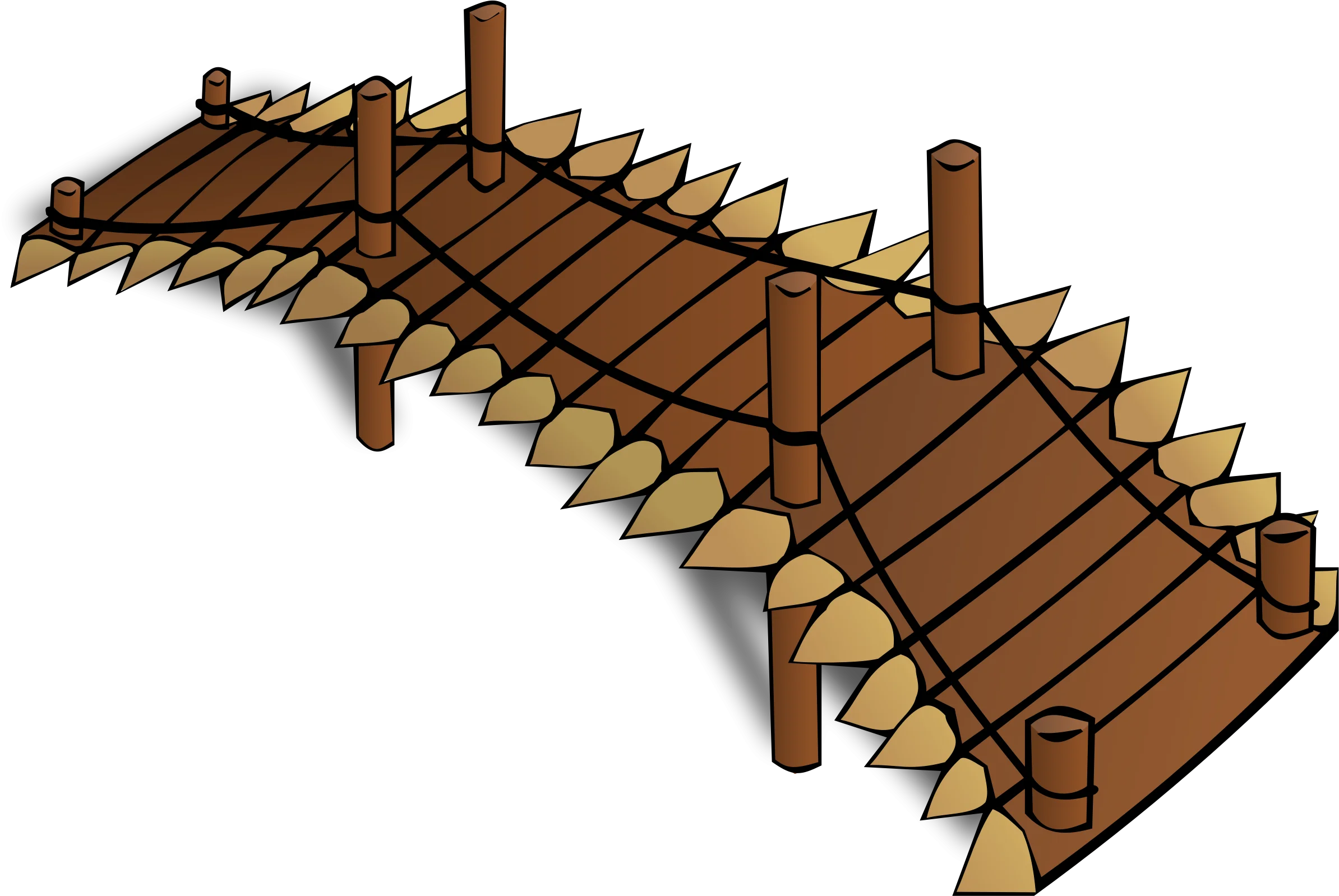 Rustic Wooden Footbridge Clipart: Architectural Design for Nature Paths