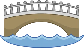 Simple Arch Bridge Crossing Calm Waters - Minimalist Bridge Clipart Design