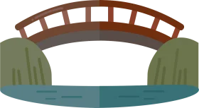 Simple Minimalist Arch Bridge Connecting Two Riverbanks - Elegant Clipart Design