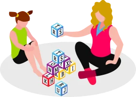 Child Development Therapy Clipart: Interactive Learning Through Playful Blocks