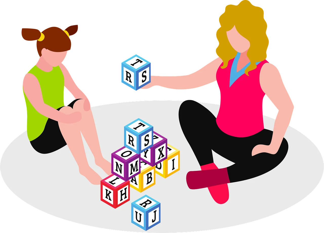 Child Development Therapy Clipart: Interactive Learning Through Playful Blocks