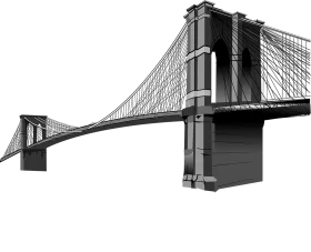 Classic Brooklyn Bridge Architectural Clipart Illustration in Black and White