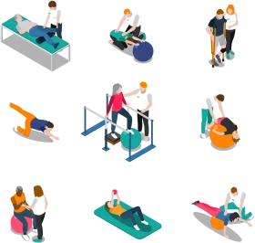 Comprehensive Physiotherapy and Rehabilitation Exercise Clipart Collection