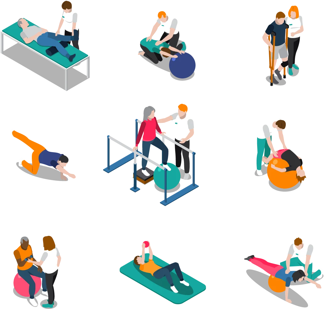 Comprehensive Physiotherapy and Rehabilitation Exercise Clipart Collection
