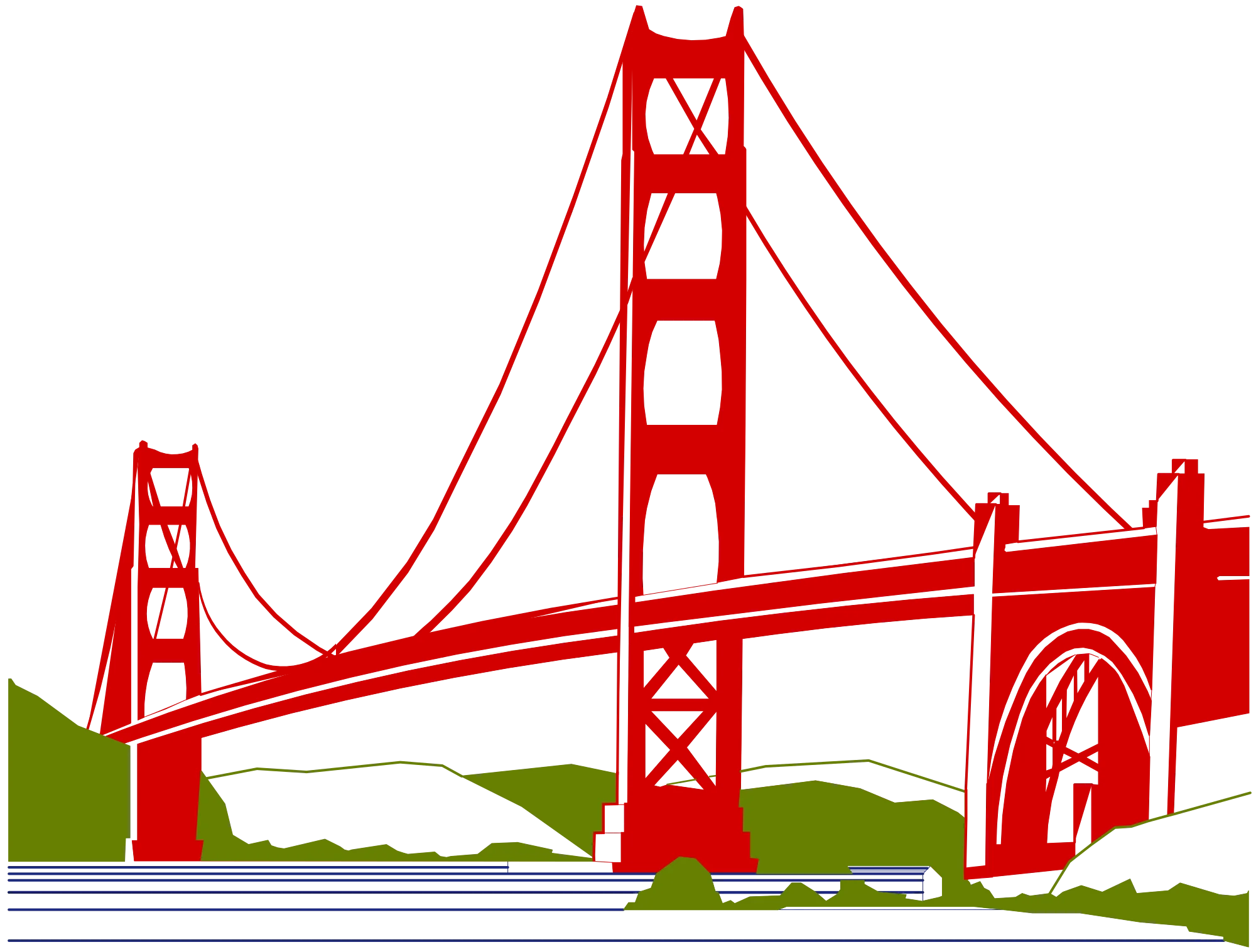 Golden Gate Bridge Iconic San Francisco Landmark Architectural Clipart Design