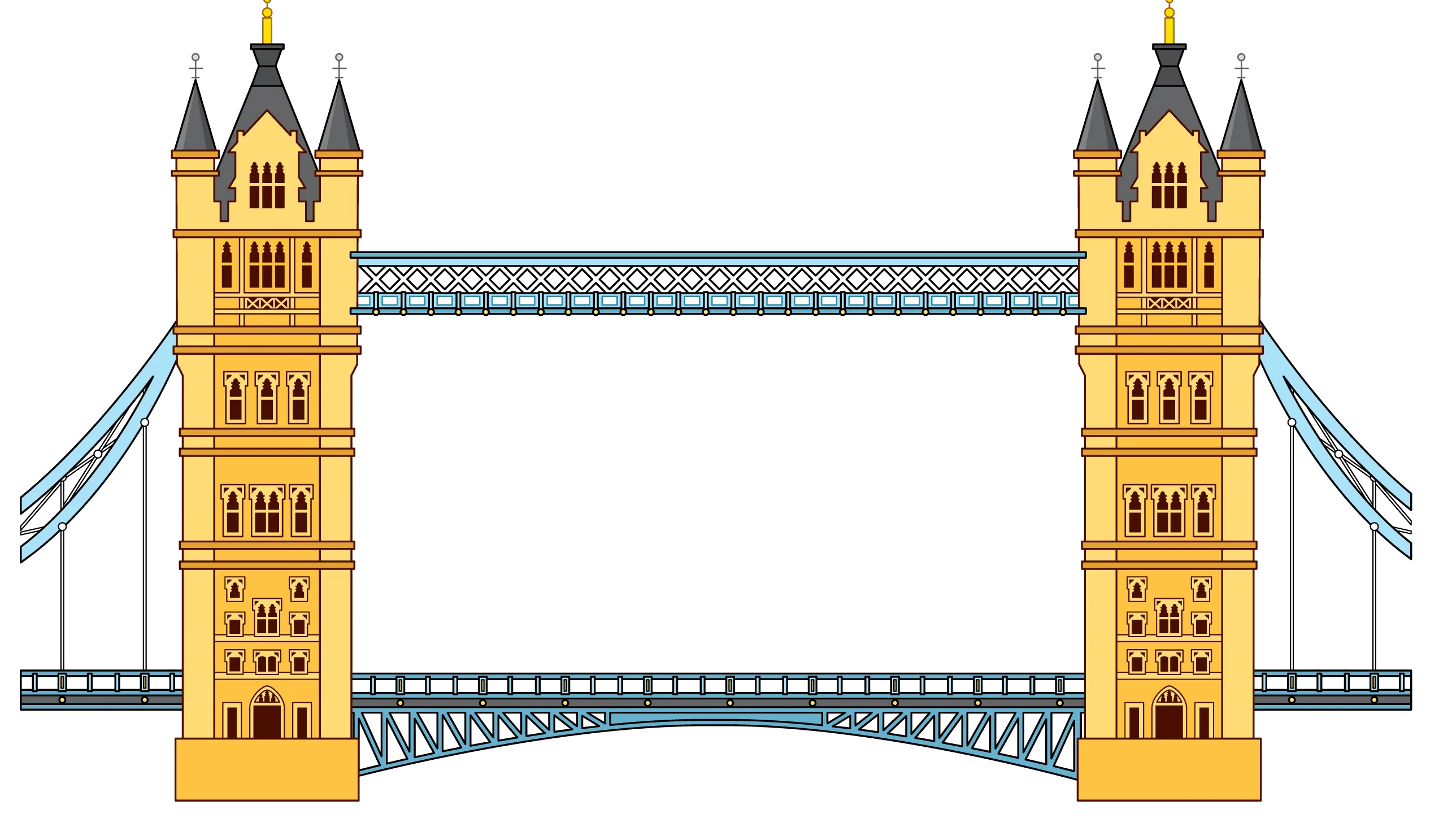 London Tower Bridge Iconic Architectural Landmark Detailed Clipart Illustration