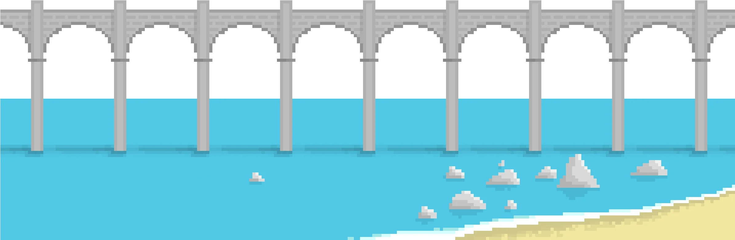 Minimalist Stone Arched Bridge Spanning Calm Waters with Geometric Precision Clipart