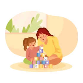 Nurturing Connection: Child Development and Learning Therapy Clipart Scene