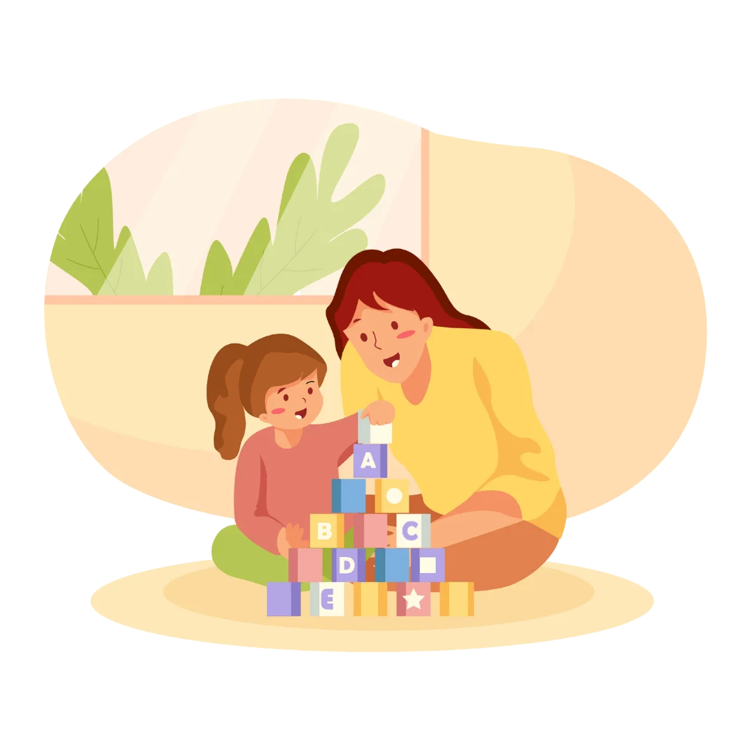 Nurturing Connection: Child Development and Learning Therapy Clipart Scene