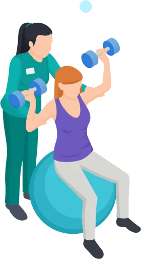 Physical Therapy Rehabilitation Clipart: Supportive Exercise Recovery Session