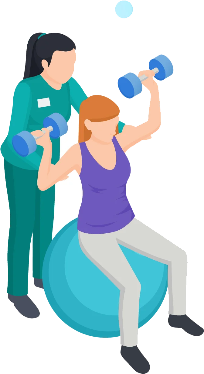 Physical Therapy Rehabilitation Clipart: Supportive Exercise Recovery Session