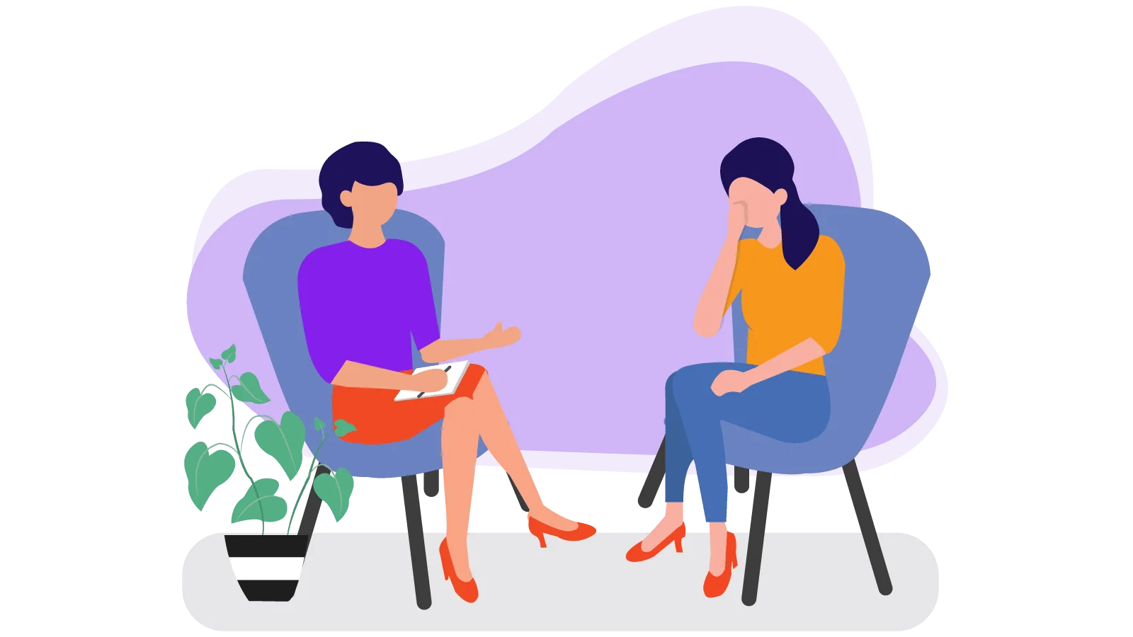 Professional Mental Health Support Therapy Session Clipart Illustration