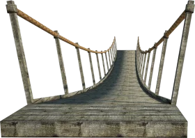 Rustic Wooden Suspension Bridge Clipart - Weathered Planks and Rope Crossway