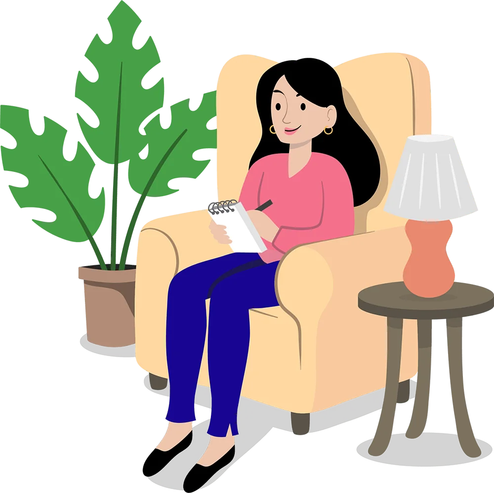 Serene Self-Care Moment: Therapeutic Counseling Session Clipart Illustration