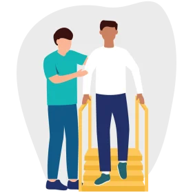 Supportive Physical Therapy Rehabilitation Clipart Illustration
