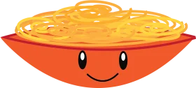 Cheerful Orange Spaghetti Bowl Clipart with Adorable Cartoon Face