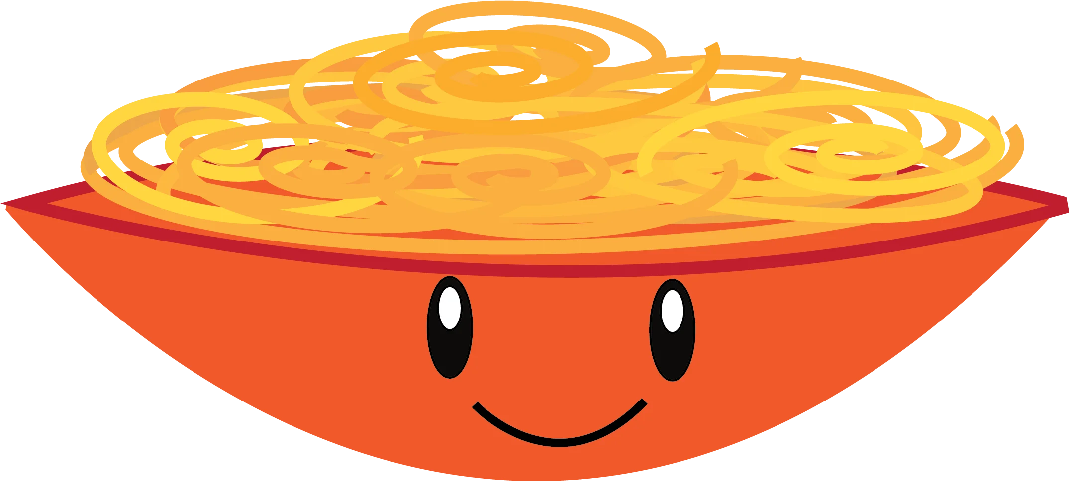Cheerful Orange Spaghetti Bowl Clipart with Adorable Cartoon Face