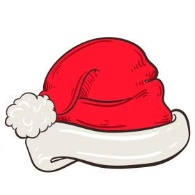 Classic Christmas Santa Hat Clipart with Soft Fluffy Trim and Playful Design