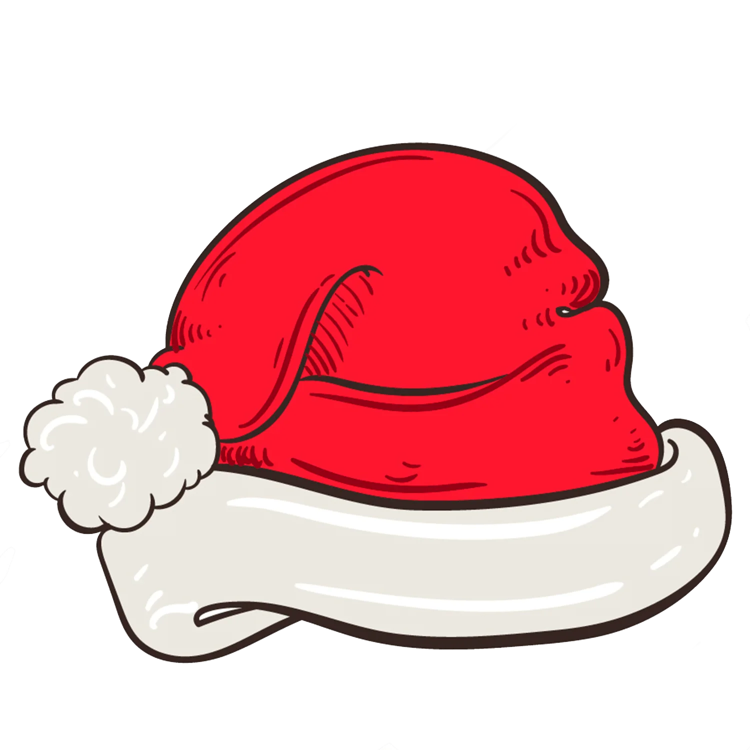 Classic Christmas Santa Hat Clipart with Soft Fluffy Trim and Playful Design