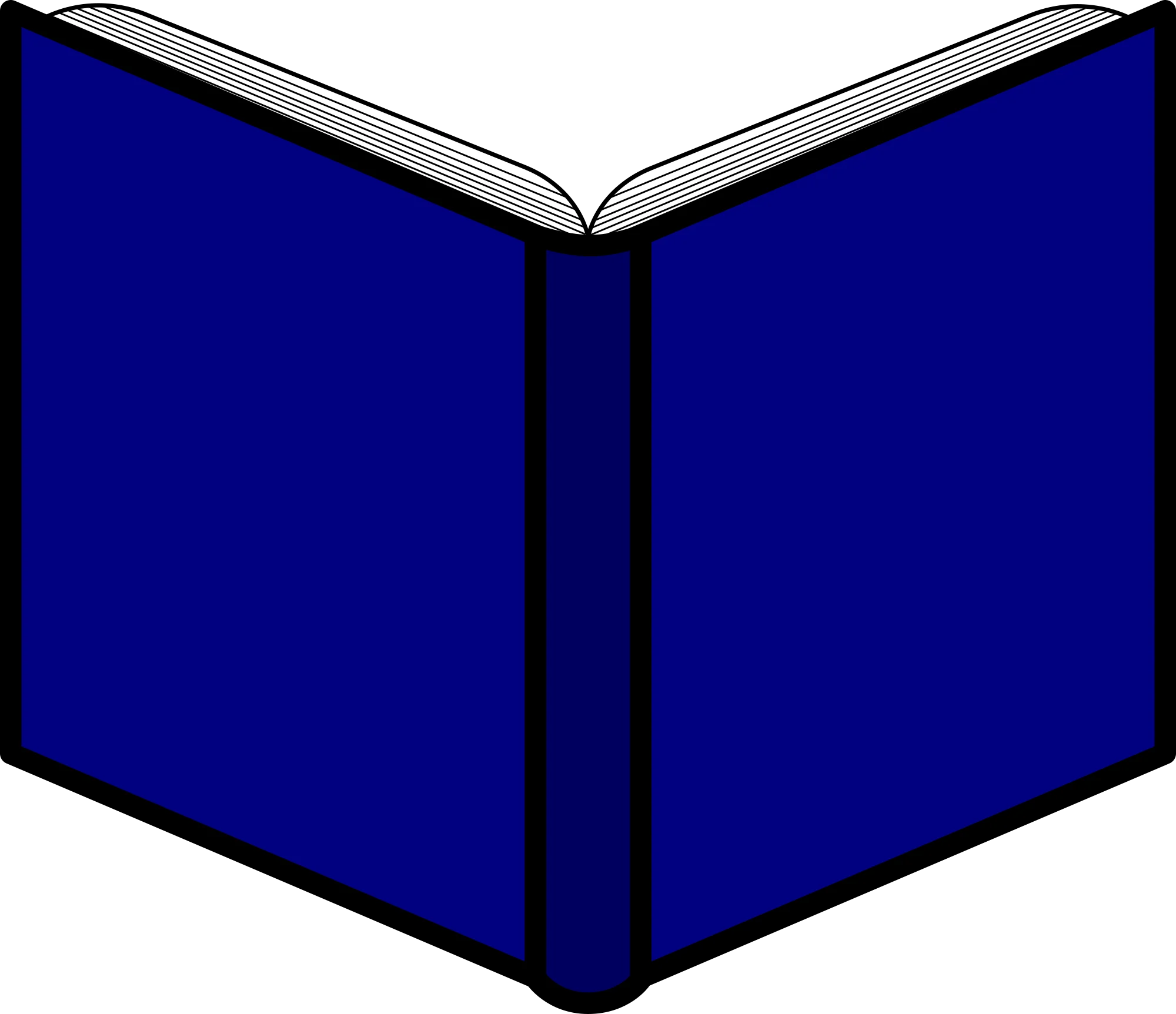 Classic Deep Blue Open Book Clipart: A Minimalist Literary Graphic Design Element