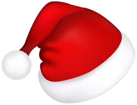 Classic Festive Santa Hat Clipart with Soft White Trim and Fluffy Pom-Pom