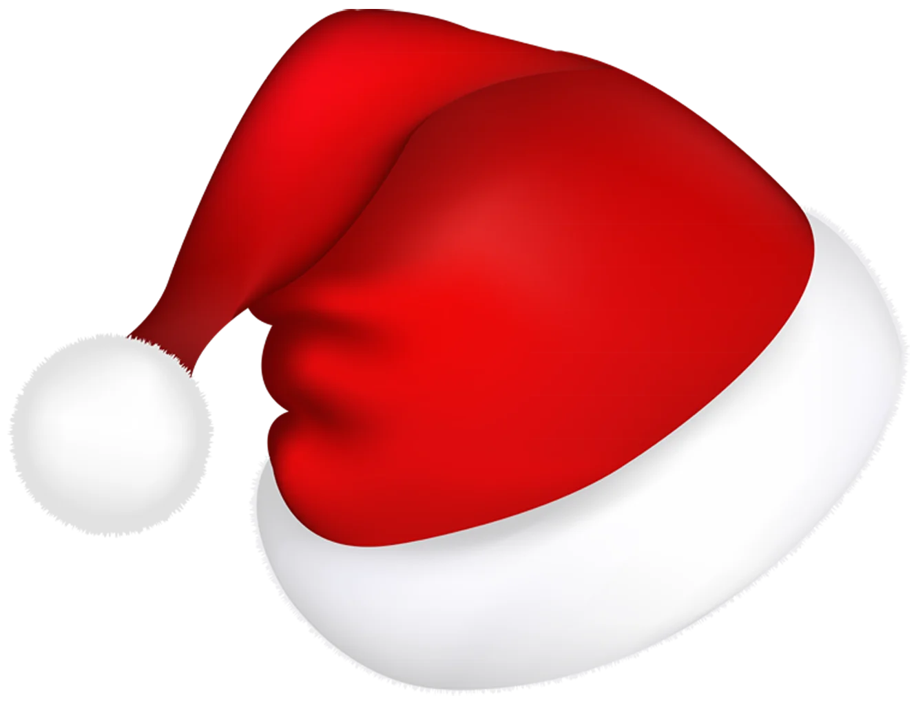 Classic Festive Santa Hat Clipart with Soft White Trim and Fluffy Pom-Pom