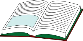 Classic Open Book Clipart Illustration with Lined Pages and Green Edges