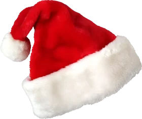 Classic Red and White Fluffy Santa Hat Clipart - Festive Holiday Icon
