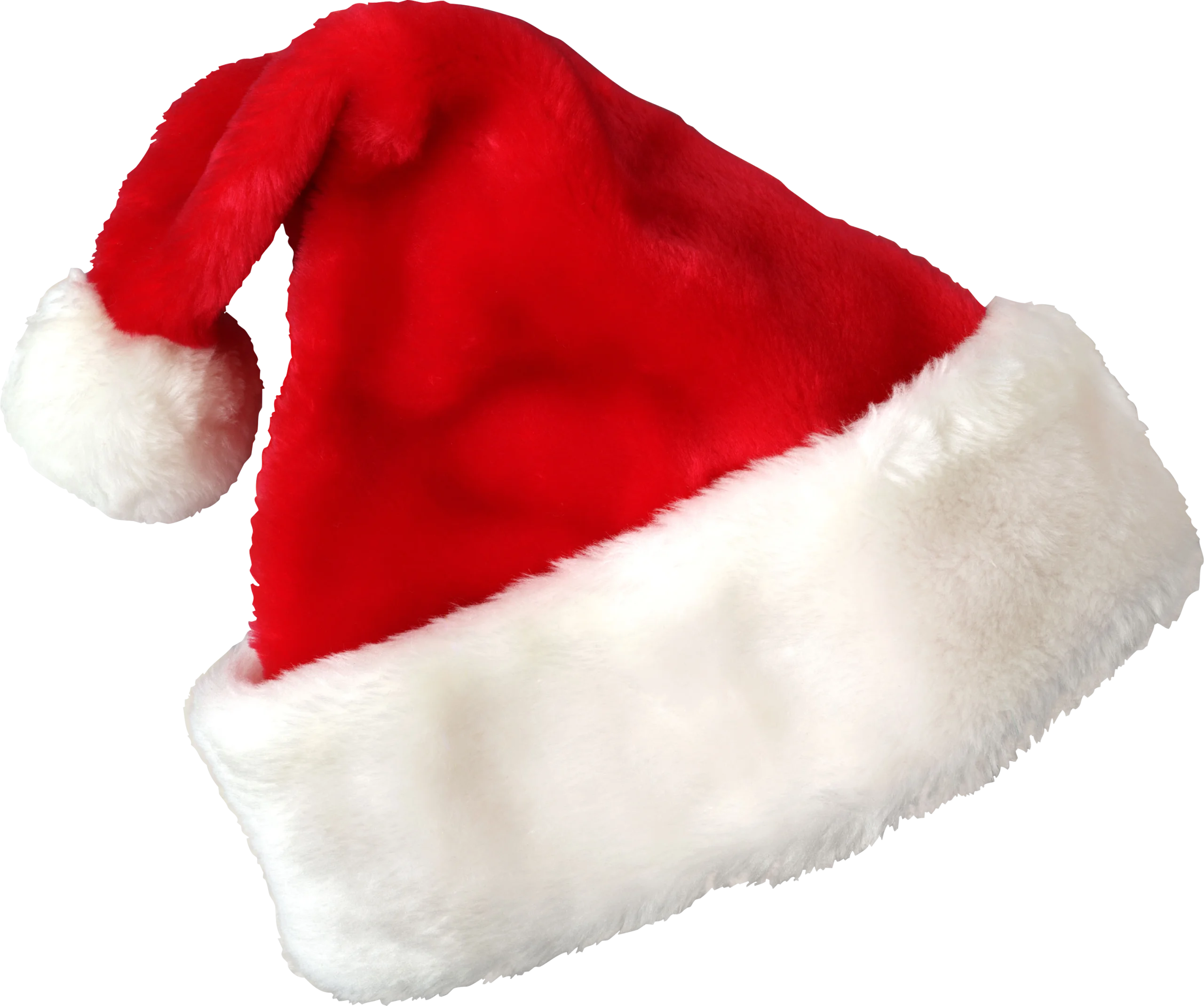 Classic Red and White Fluffy Santa Hat Clipart - Festive Holiday Icon