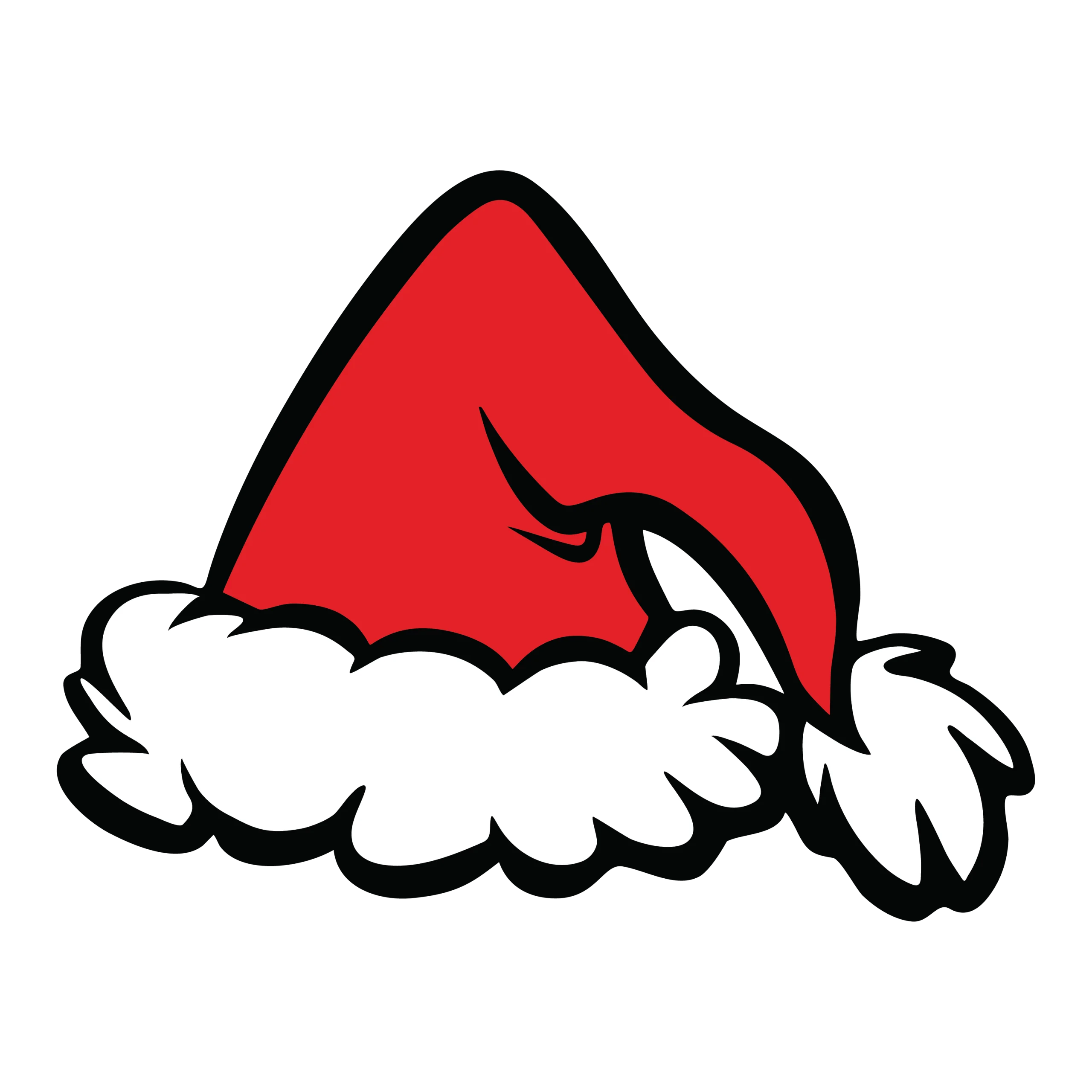 Classic Red and White Fluffy Santa Hat Festive Holiday Clipart Design